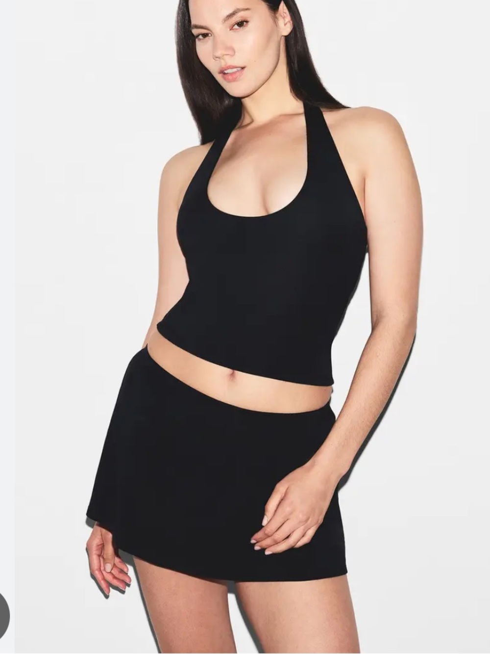 NWT Skims Smooth Lounge Mini Skort skirt shorts black new